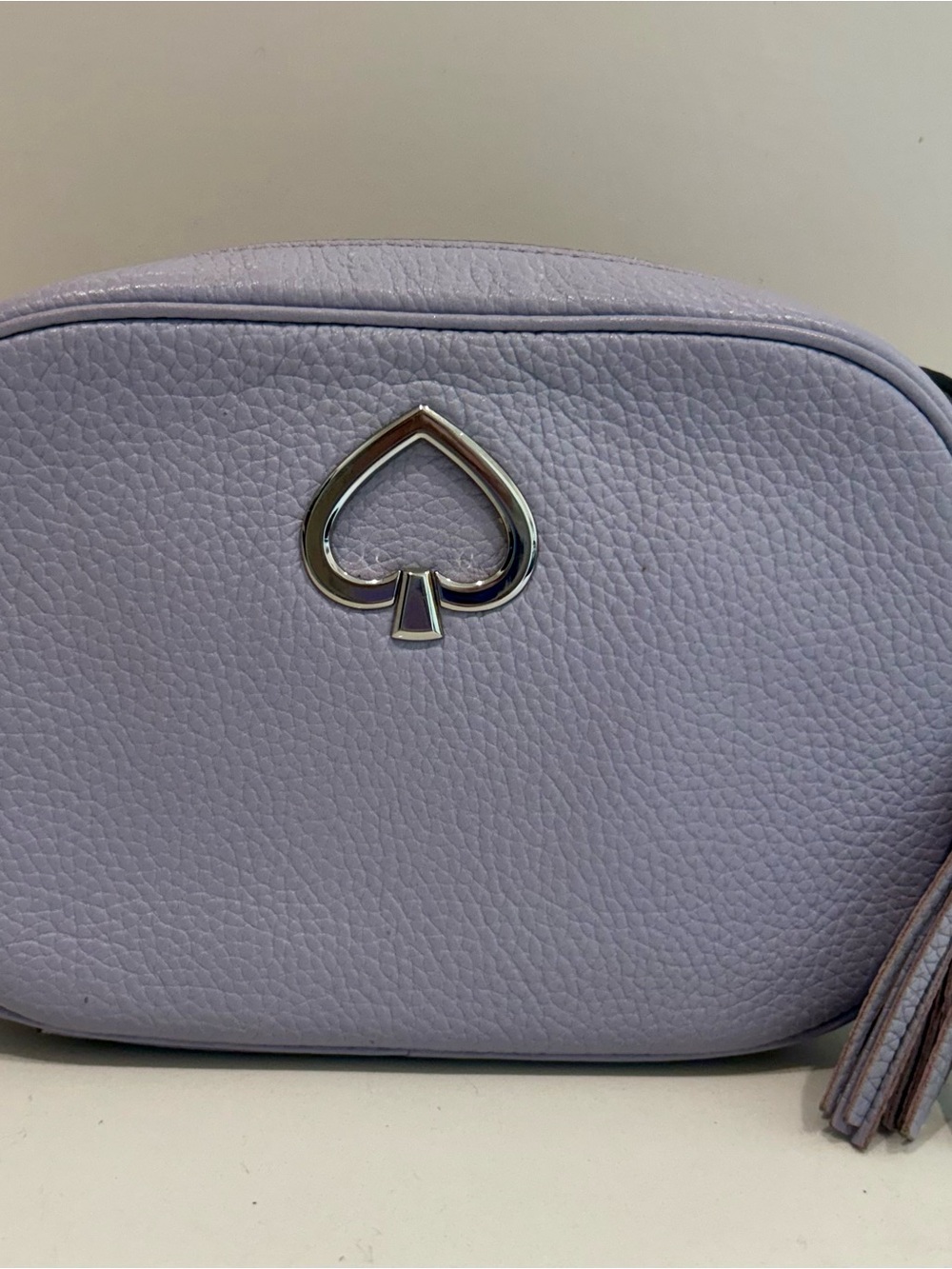 Kate Spade Kourtney Camera Crossbody Bag Frozen Lilac Pebbled Leather Tassel